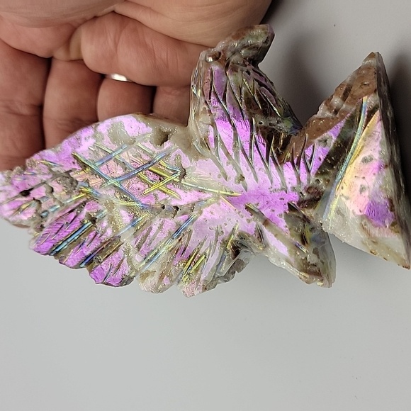 320g Aura Sphalerite Eagle Natural Gemstone Crystal Druzy Handmade Figurine - Picture 16 of 16